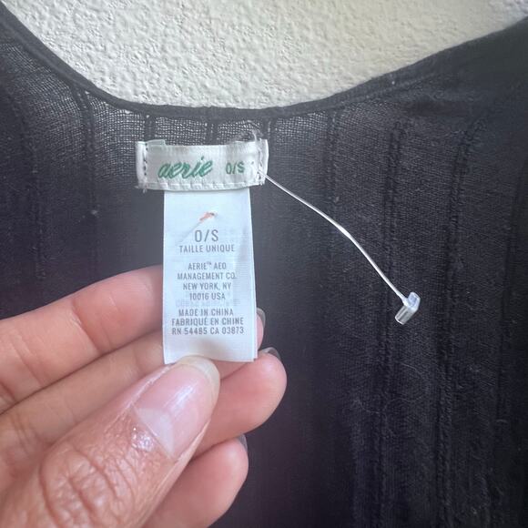 AERIE Women's Black 100% Cotton Kimono Style Open Cardigan One Size - Picture 5 of 5